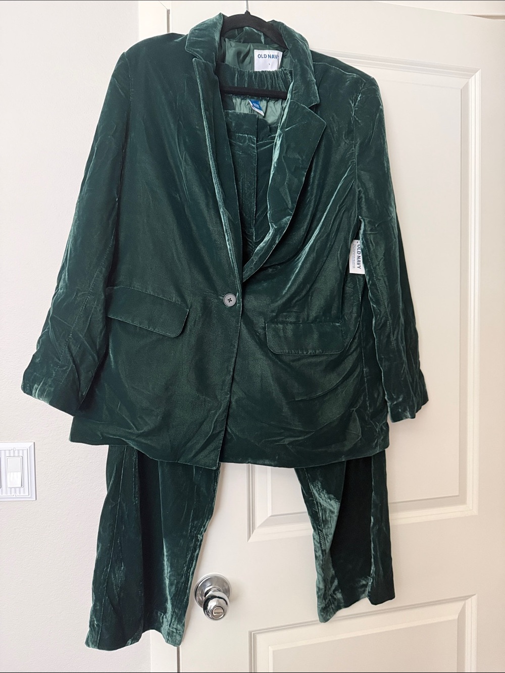 Old Navy Deep Green Velvet Suit Jacket and Pants